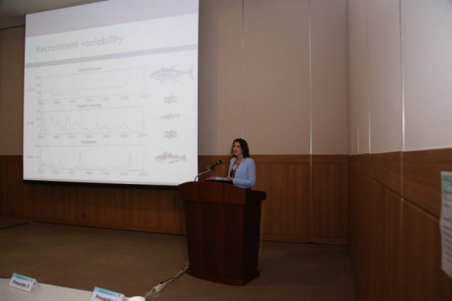 Nereus Fellow at Princeton, Colleen Petrik, presents at the World Fisheries Congress in Busan. Credit: 7th World Fisheries Congress.